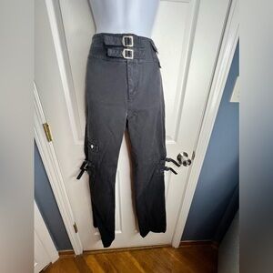 I Am Gia Womens Medium Black Adrienne Double Buckle Cargo Pant M Y2K Grunge